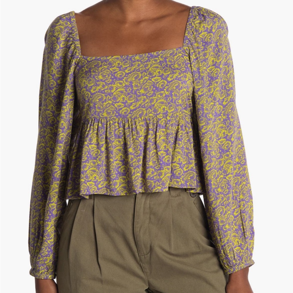 Paisley Long Sleeve Peplum Top
